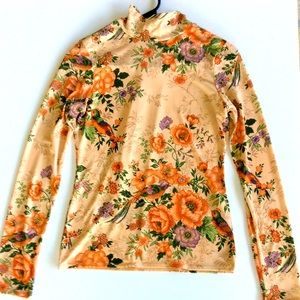 Zara floral tie neck blouse